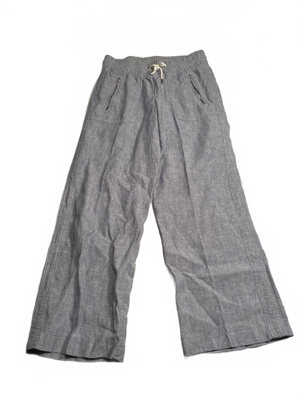Athleta Cabo Linen Wide Leg Pants Size 4 blue